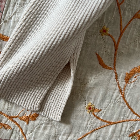 cream long sleeve deep sweetheart neckline rib knit top🌟 - Picture 5 of 10